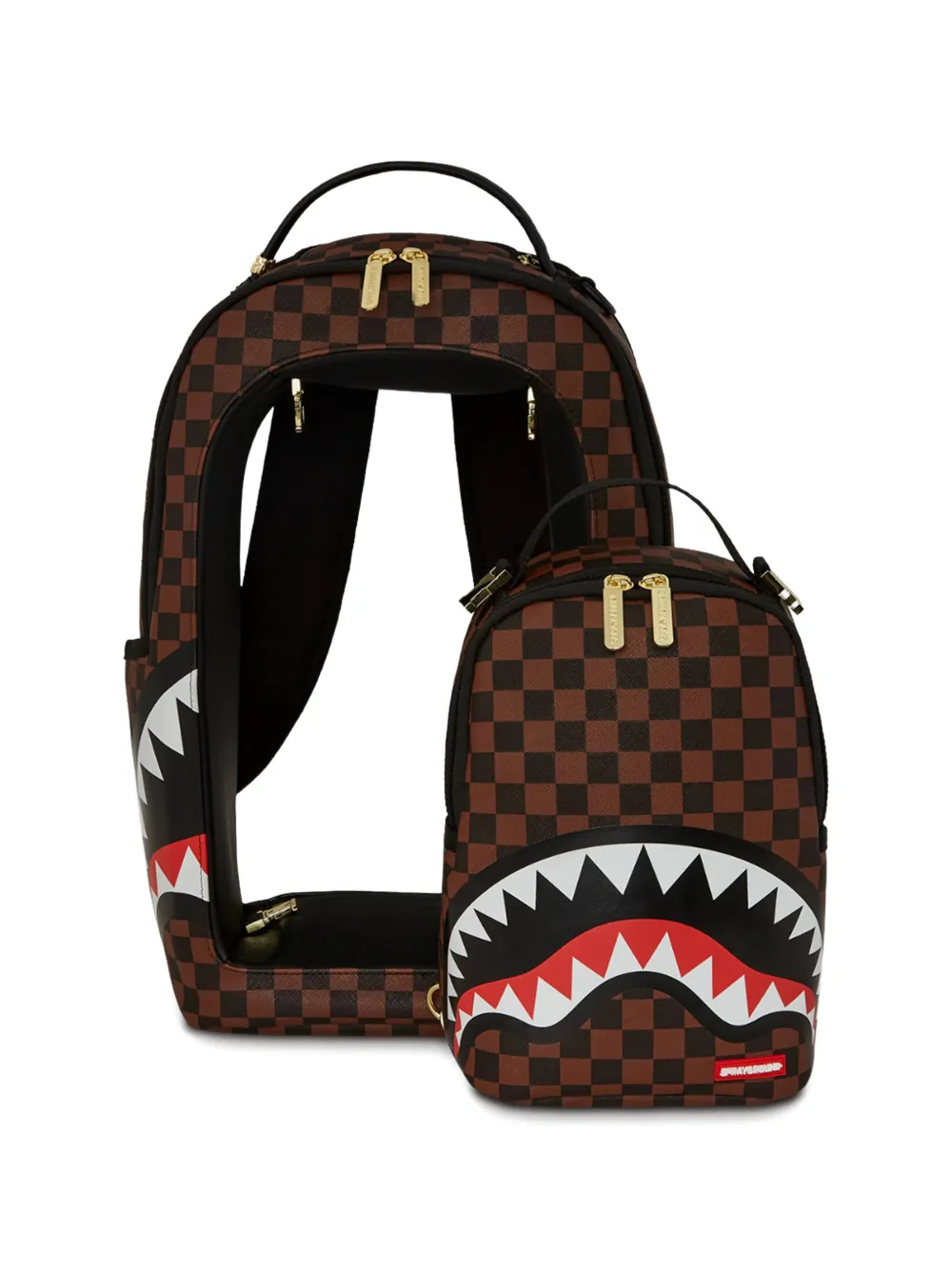 sprayground kid Geruite Shark rugzak Bruin