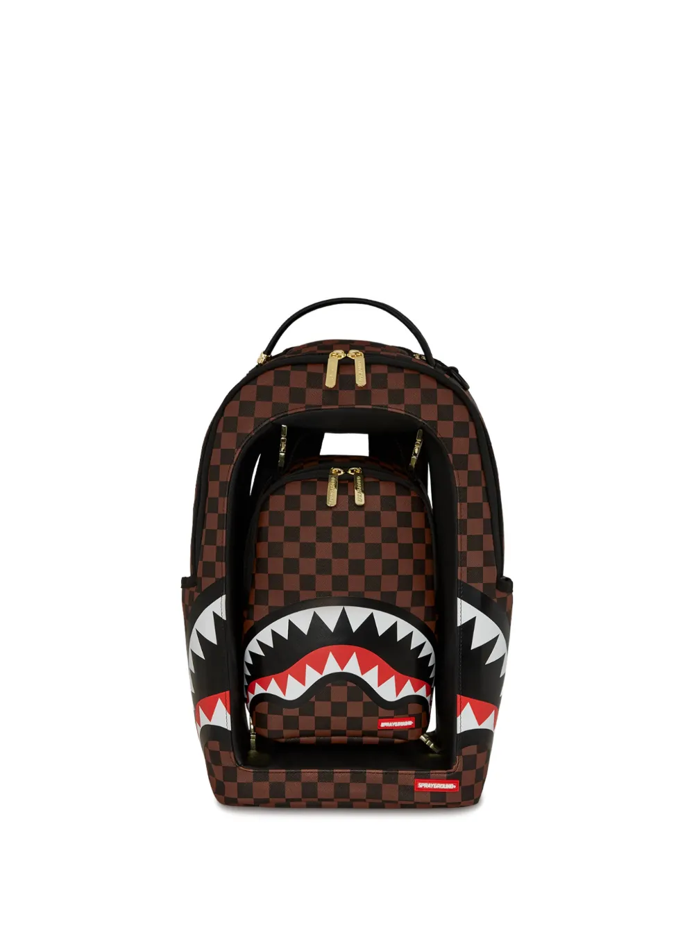sprayground kid check-print Shark backpack - Marrone