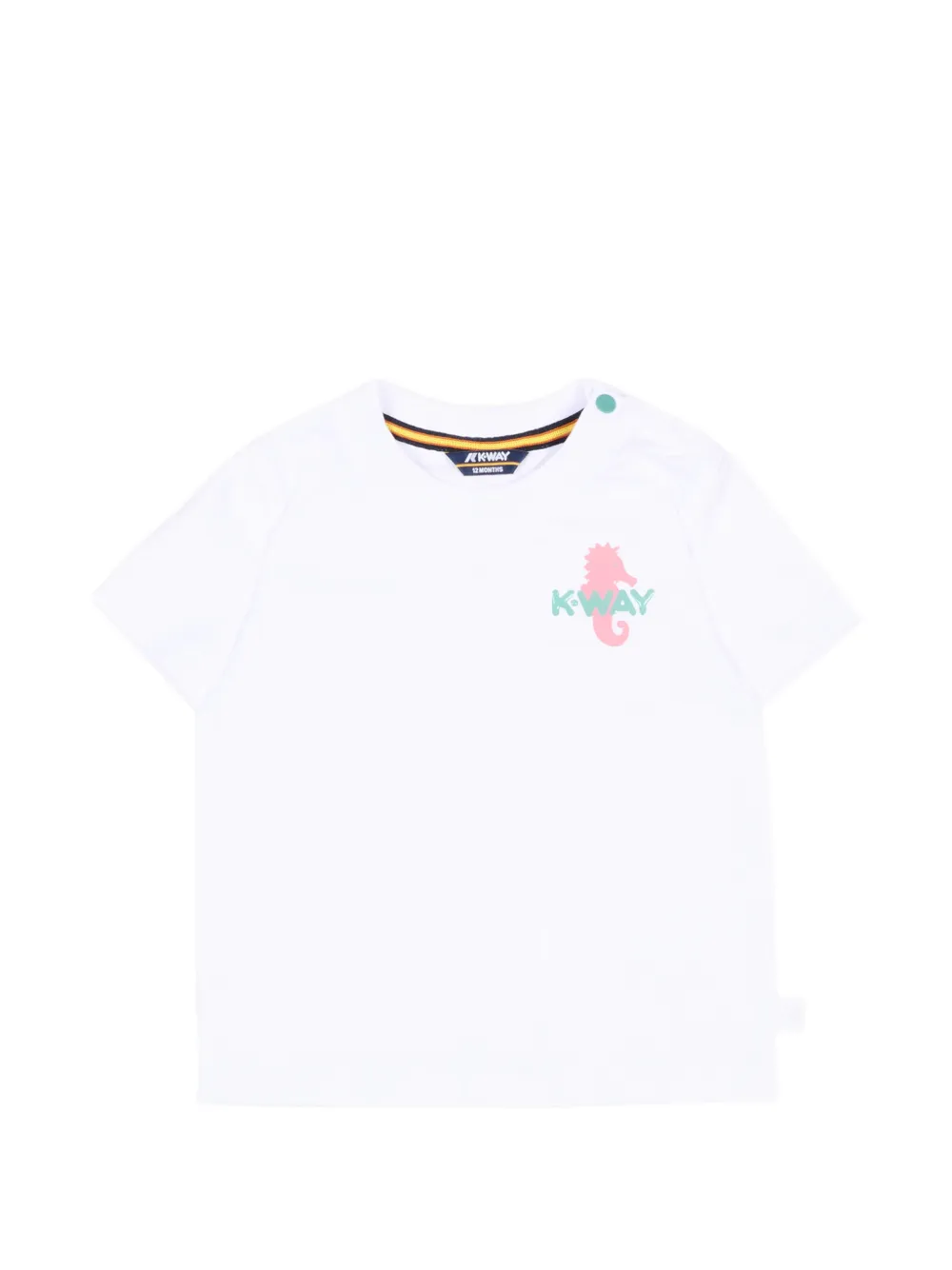 K Way Kids Pete seahorse-print T-shirt - Bianco