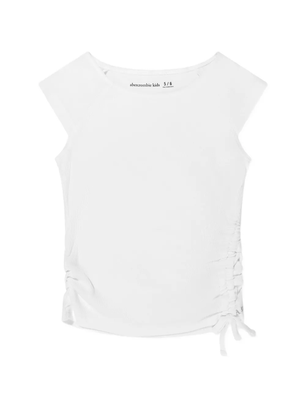 ABERCROMBIE FITCH KIDS ribbed-knit ruched-side T-shirt - Bianco