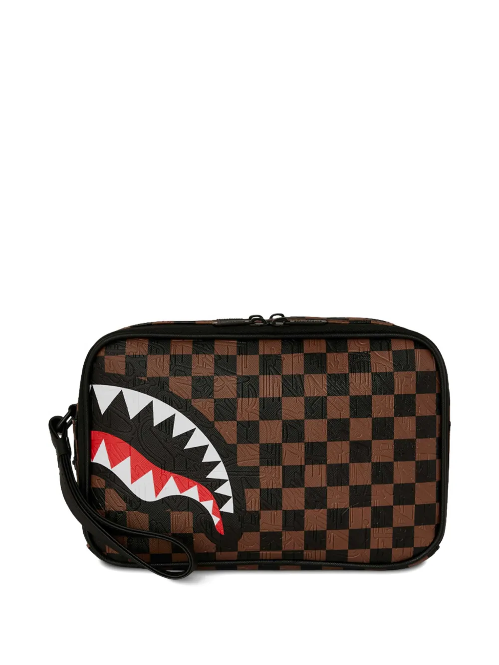 sprayground kid check-pattern shark-motif bag - Marrone