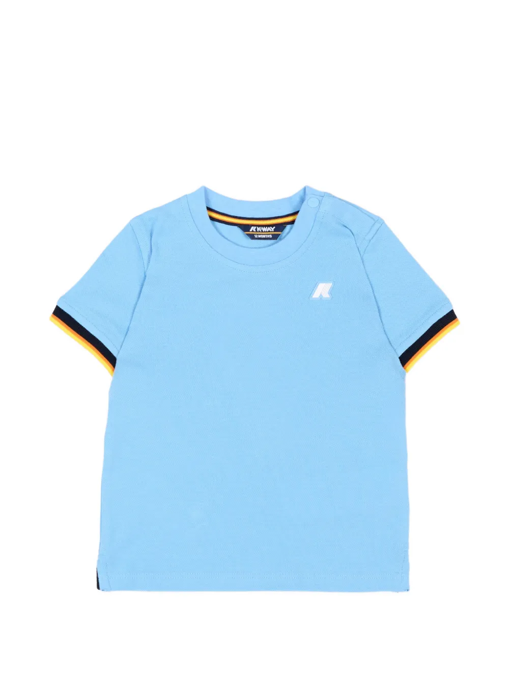 K Way Kids logo-patch striped-trim T-shirt - Blu