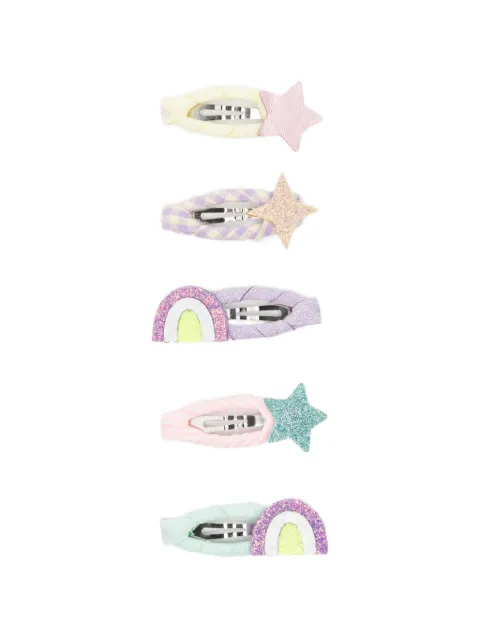 mimi & lula glitter-embellished rainbow hair clips (set of five)