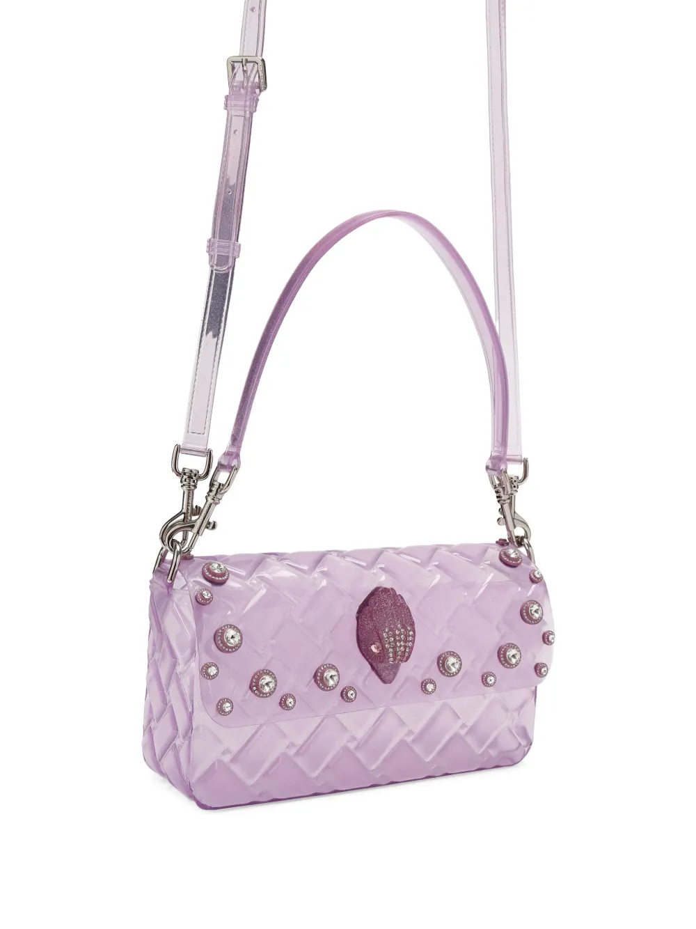 Kurt Geiger London Jelly Kensington gewatteerde schoudertas met glitter Paars