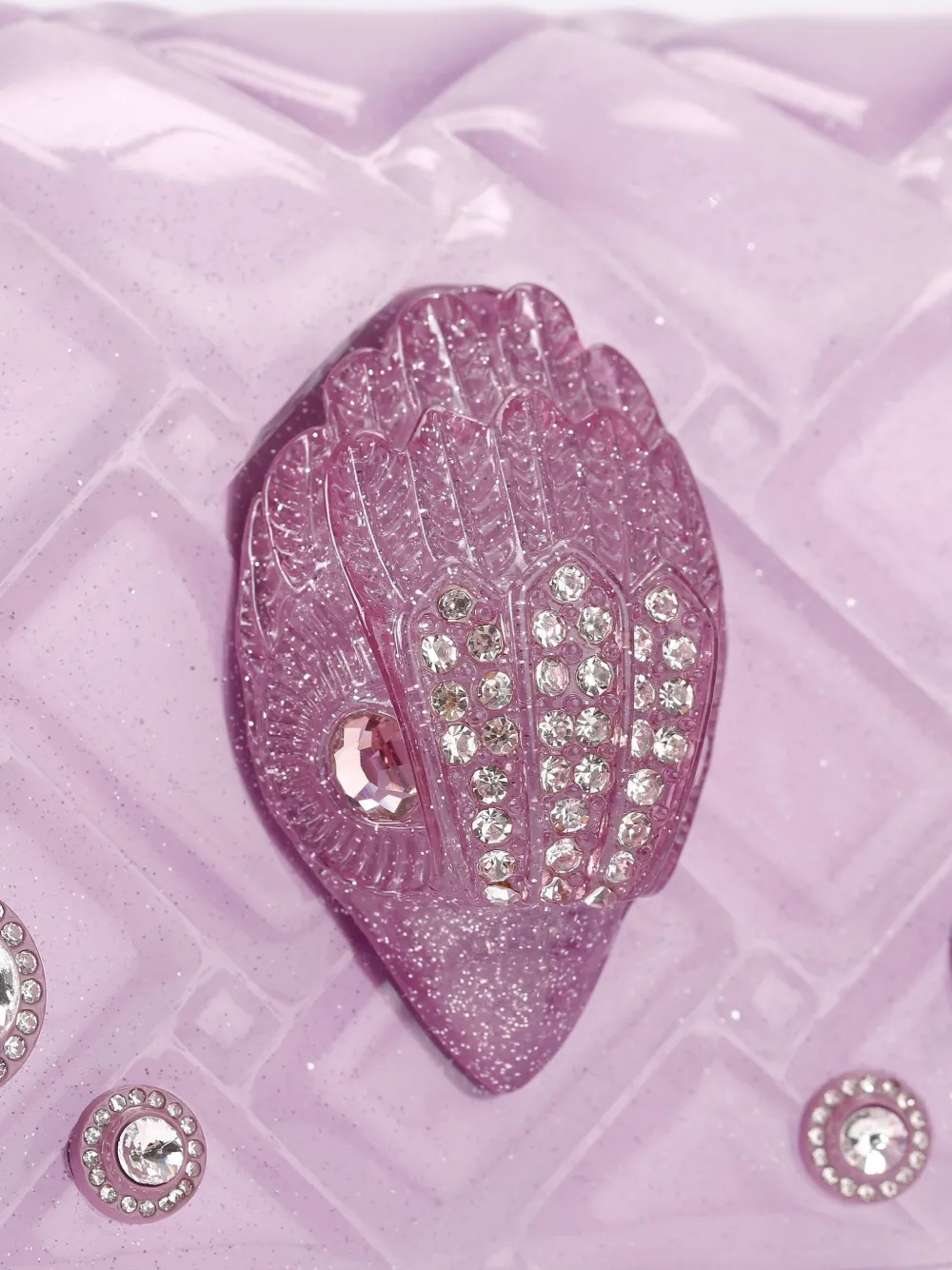 Kurt Geiger London Jelly Kensington gewatteerde schoudertas met glitter Paars