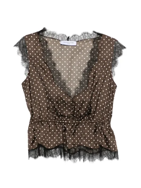 Françoise Lisete polka-dot lace-trimmed top