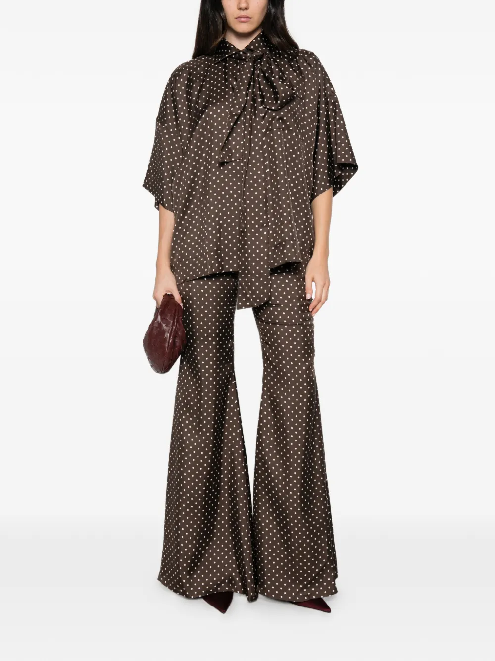 Françoise Blouse met stippen Bruin