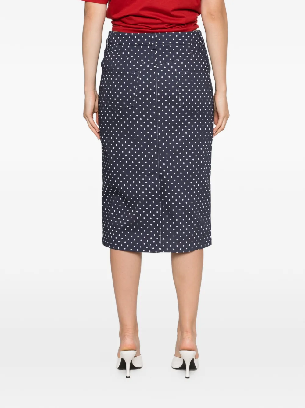 Françoise Tina midi-kokerrok met stippen Blauw