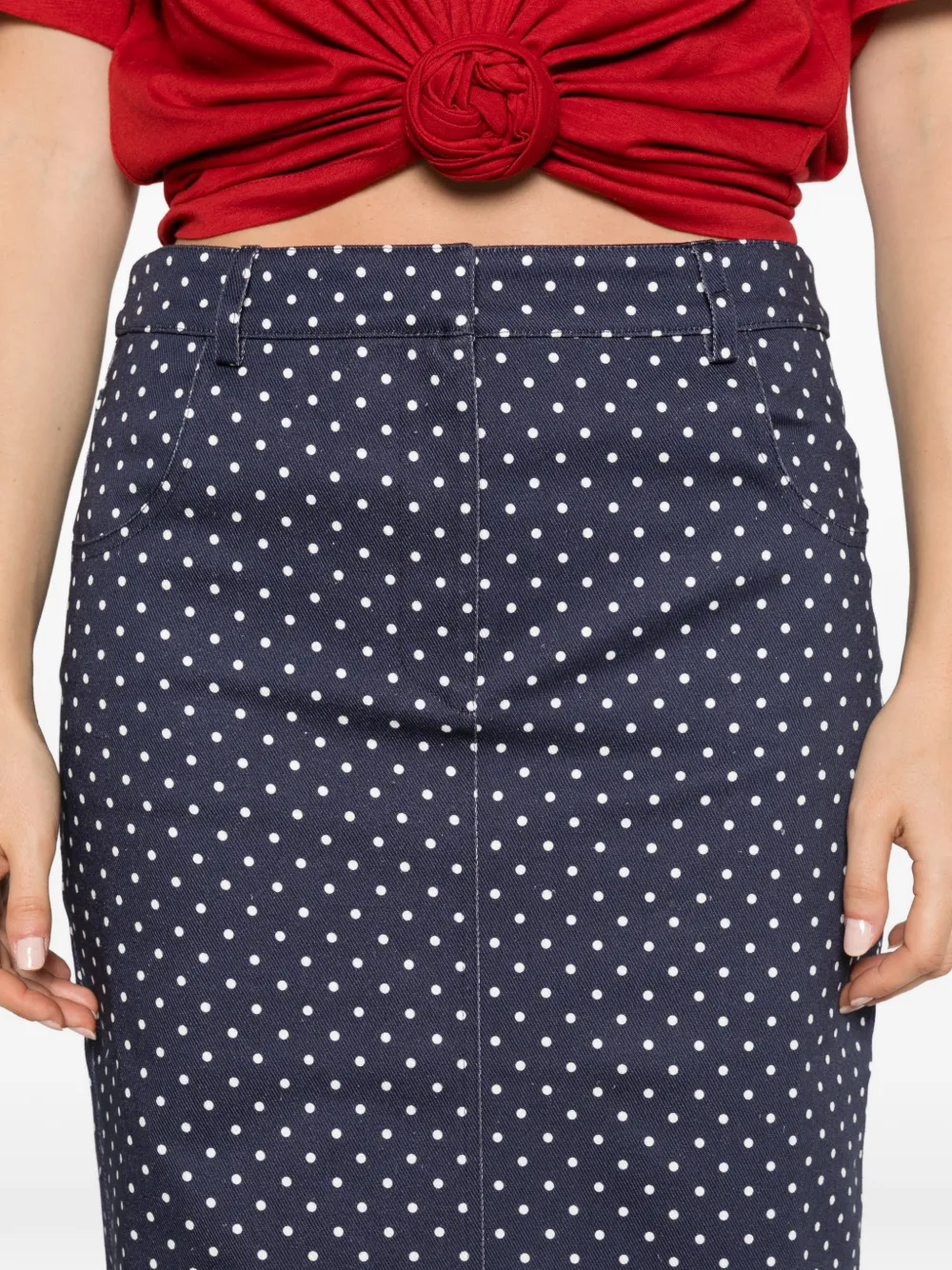 Françoise Tina midi-kokerrok met stippen Blauw