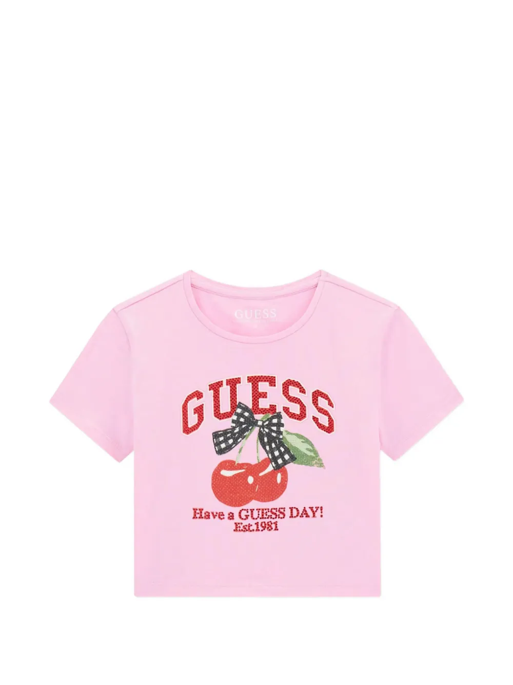 guess kids cherry-print T-shirt - Rosa