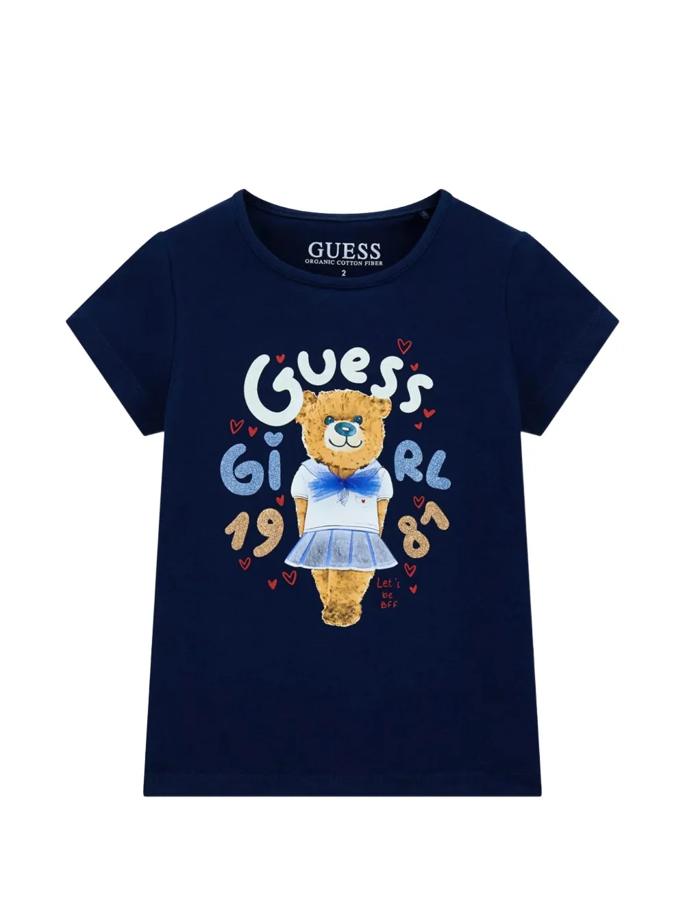guess kids glitter-detail T-shirt - Blu