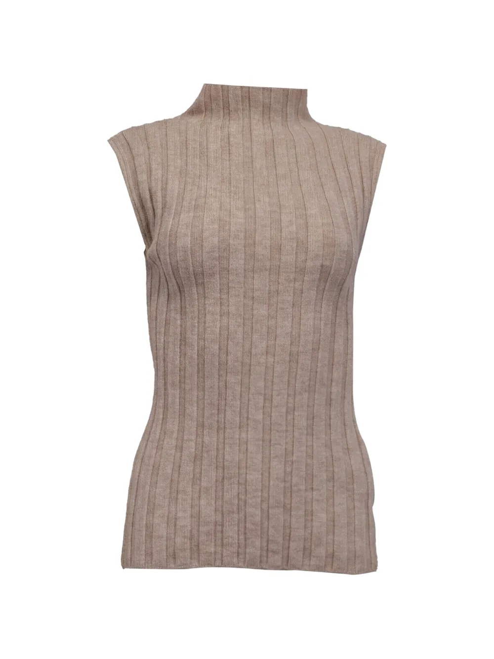 Pre-owned Anine Bing Miranda Ribbed-knit Top In Neutrals