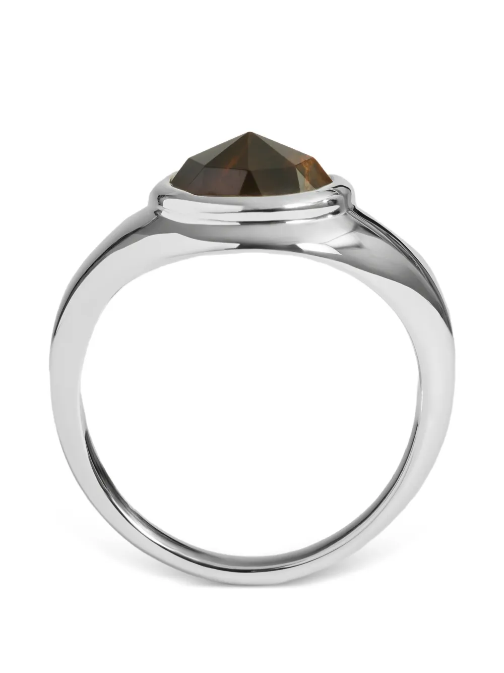 Monica Vinader Anello a sigillo Tiger Eye - Argento