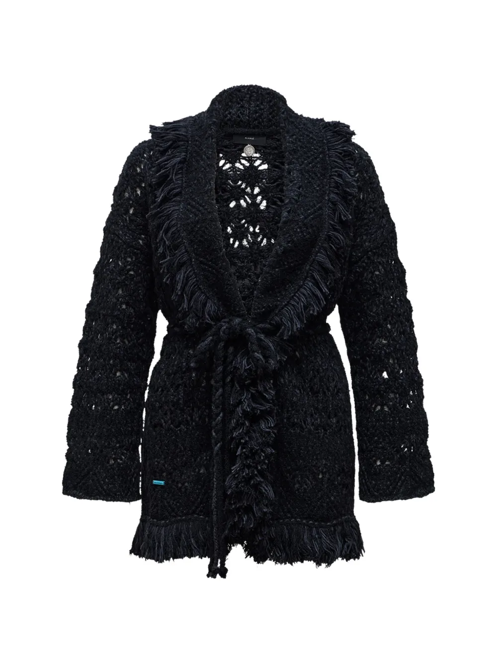 Alanui fringe-trim belted cardigan - Nero
