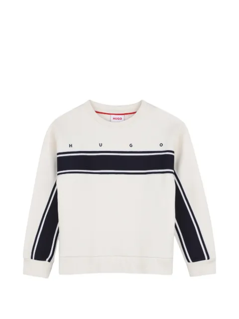 HUGO KIDS logo-print striped-detail sweatshirt