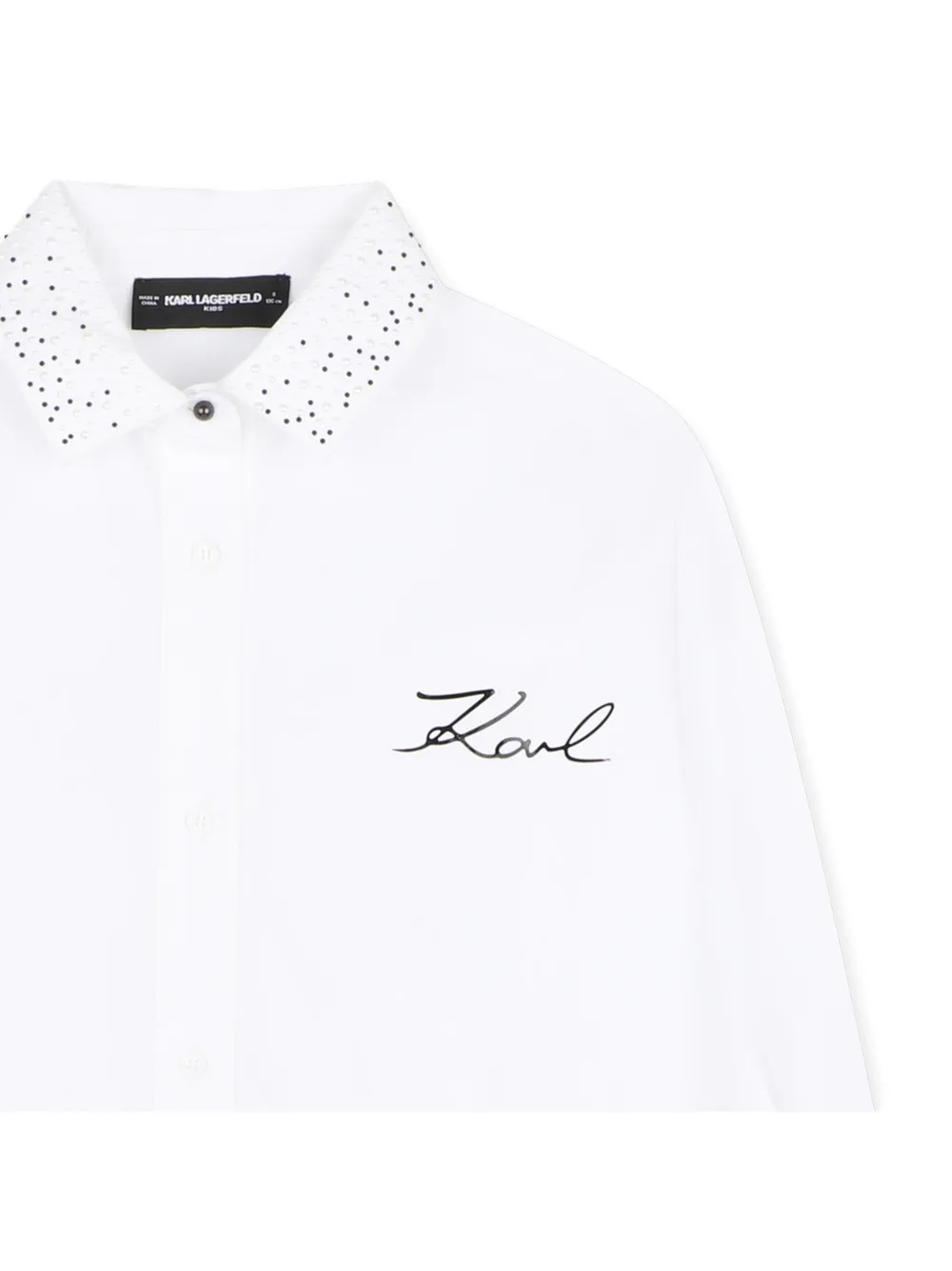 Karl Lagerfeld Kids Blousejurk verfraaid met studs en logo-print Wit