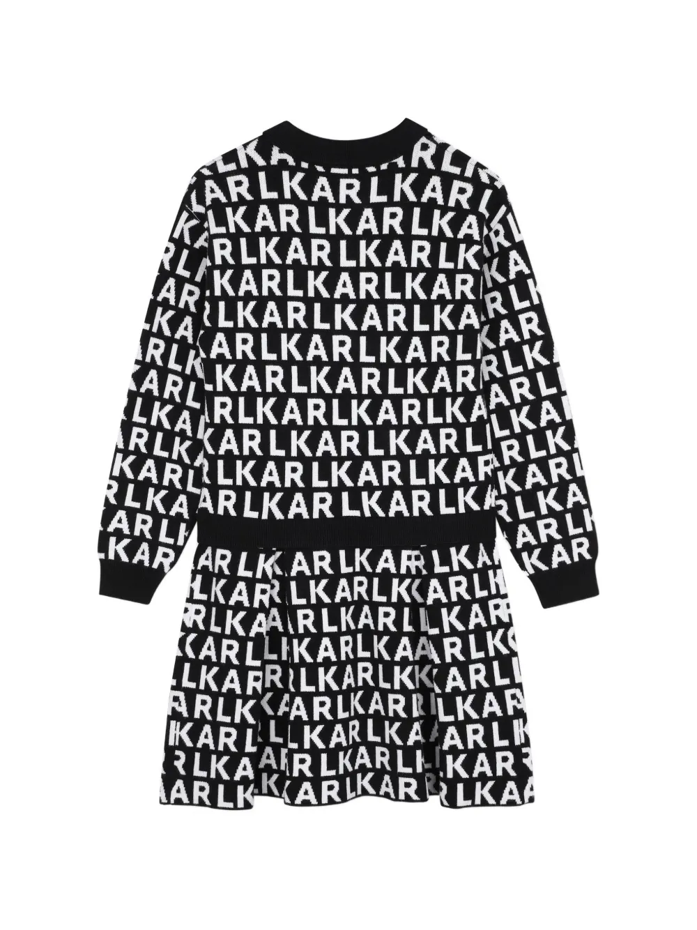 Karl Lagerfeld Kids Gebreide polojurk met logo-intarsia Zwart