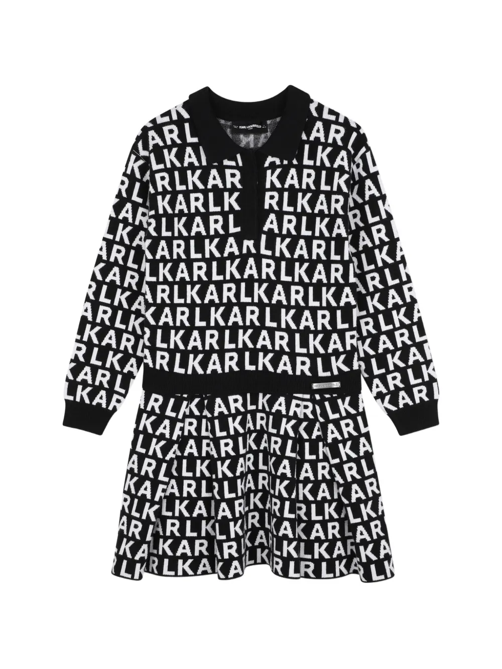 Karl Lagerfeld Kids Abito modello polo con logo - Nero