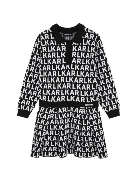 Karl Lagerfeld Kids logo-intarsia knitted polo dress