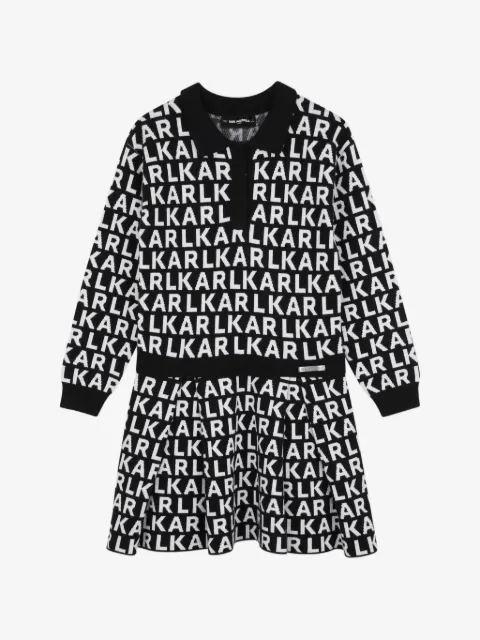 Karl Lagerfeld Kids logo-intarsia knitted polo dress