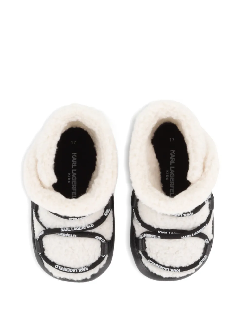 Karl Lagerfeld Kids Slofjes van imitatielamswol met logo-veters Beige