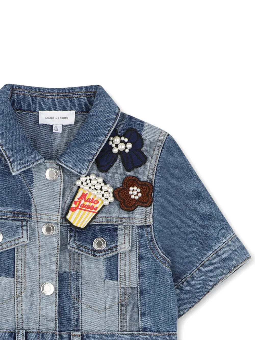 Marc Jacobs Kids Jurk met imitatieparel en patchwork Blauw