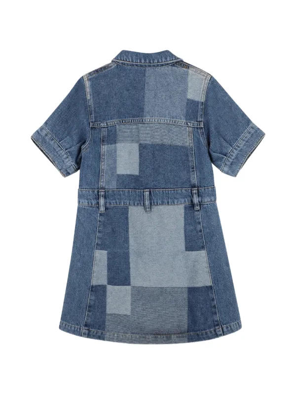 Marc Jacobs Kids faux-pearl Patchwork Dress | Blue