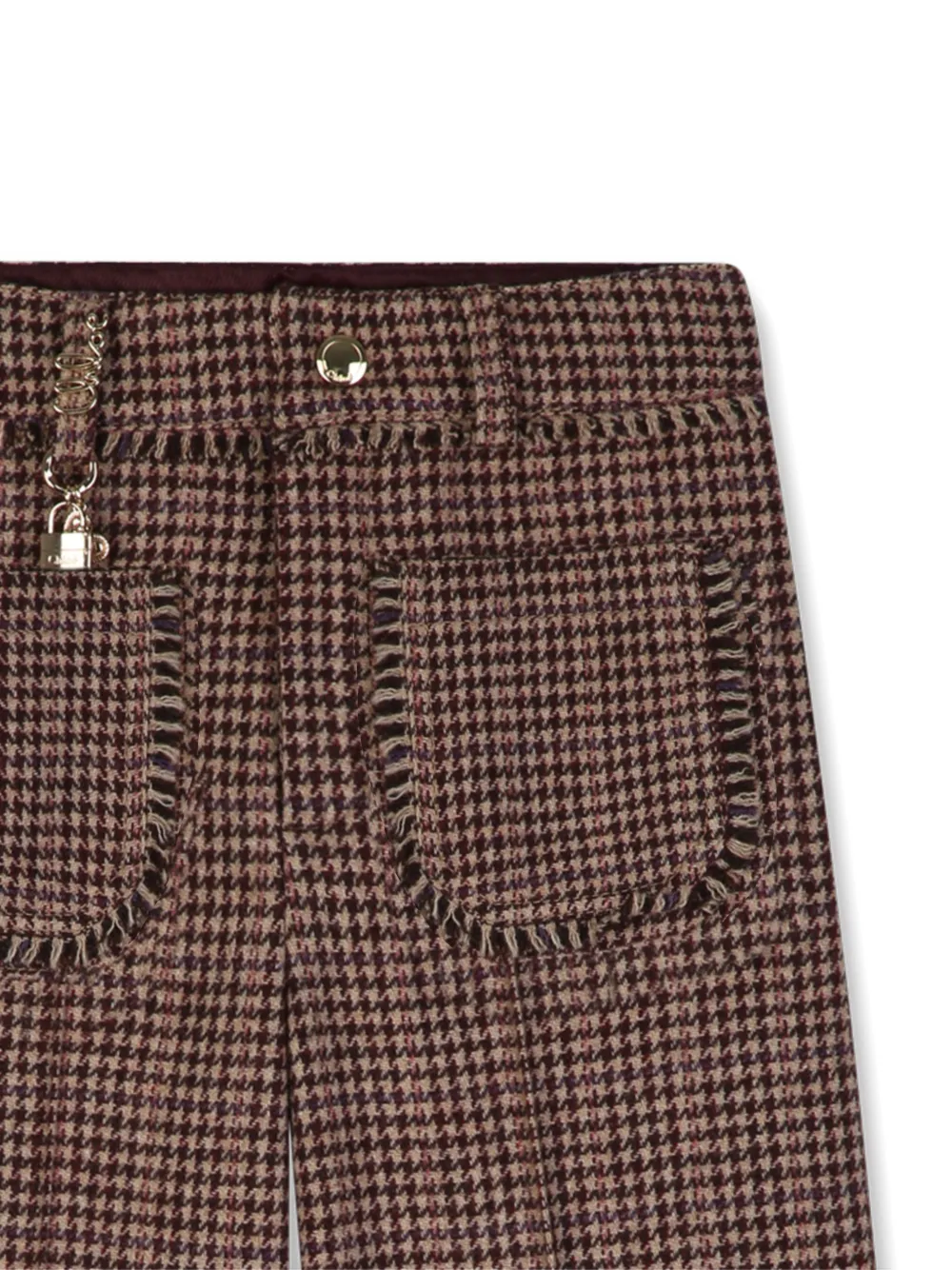 Chloé Kids Wollen broek met pied-de-poule print Bruin