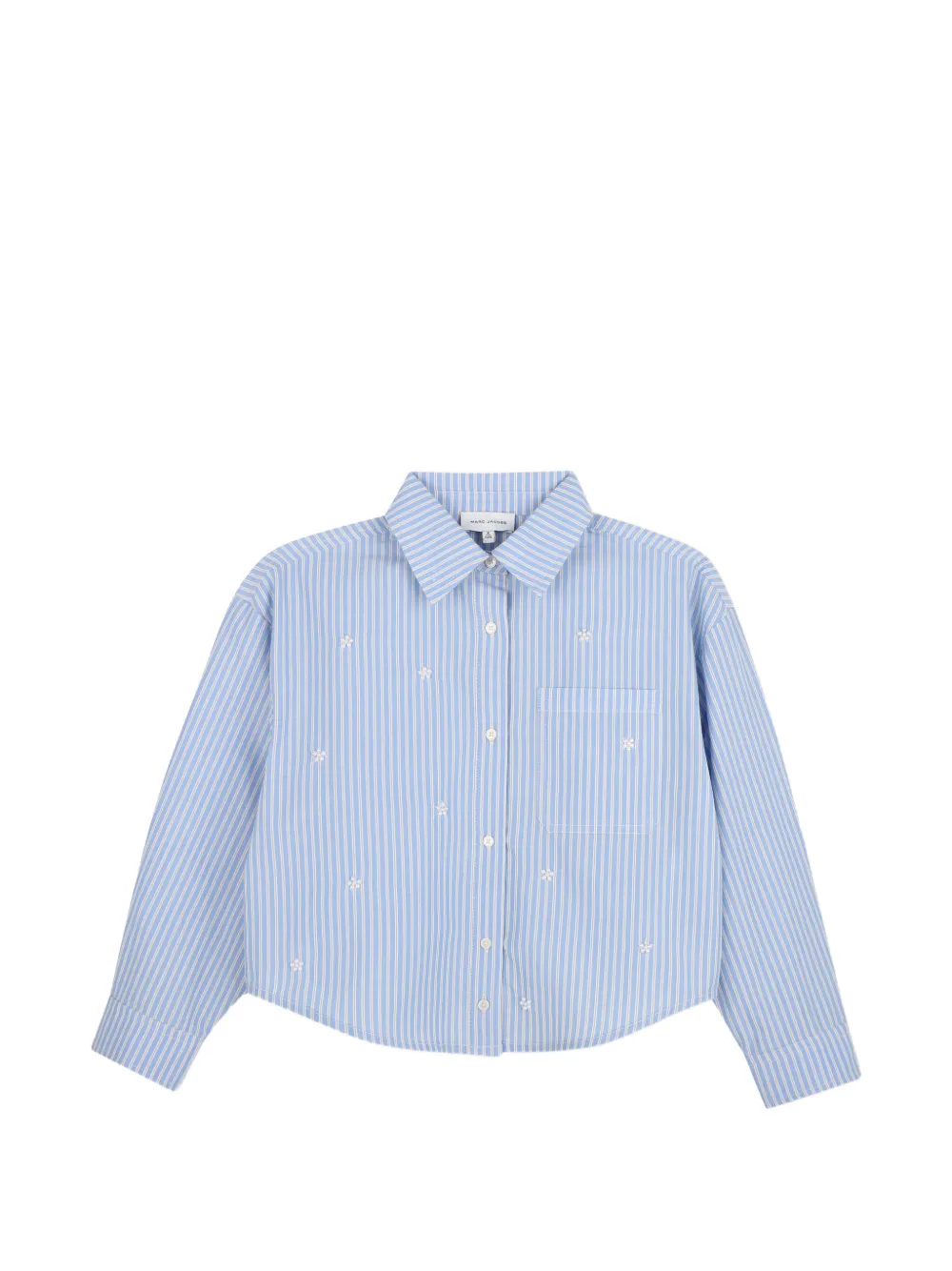Marc Jacobs Kids Gestreiftes Hemd mit Zierperlen - Blau