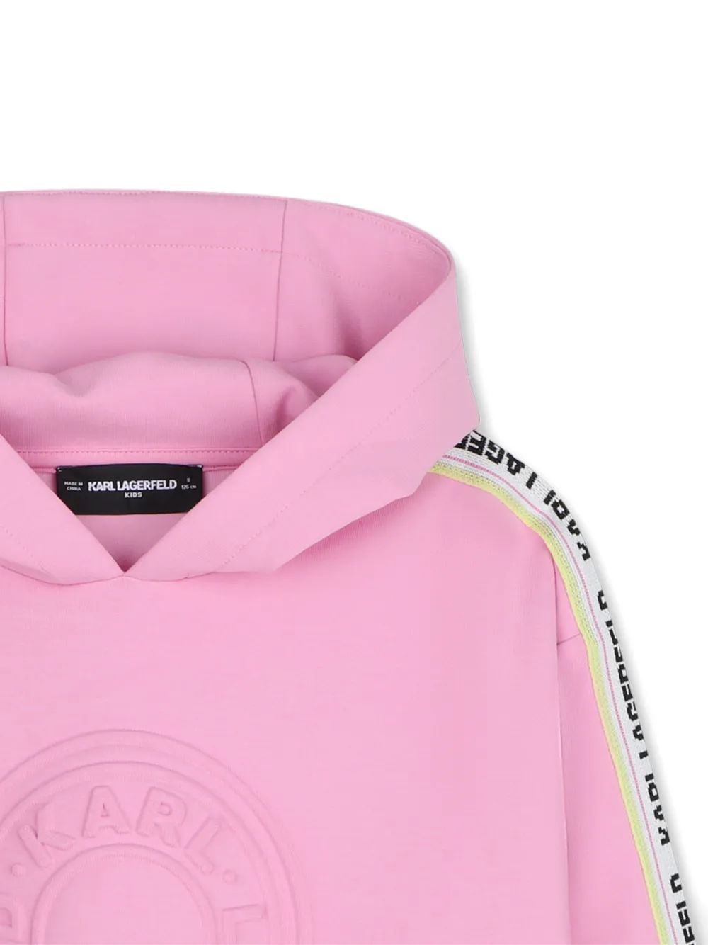 Karl Lagerfeld Kids Hoodie met zijstreep en logo-reliëf Roze