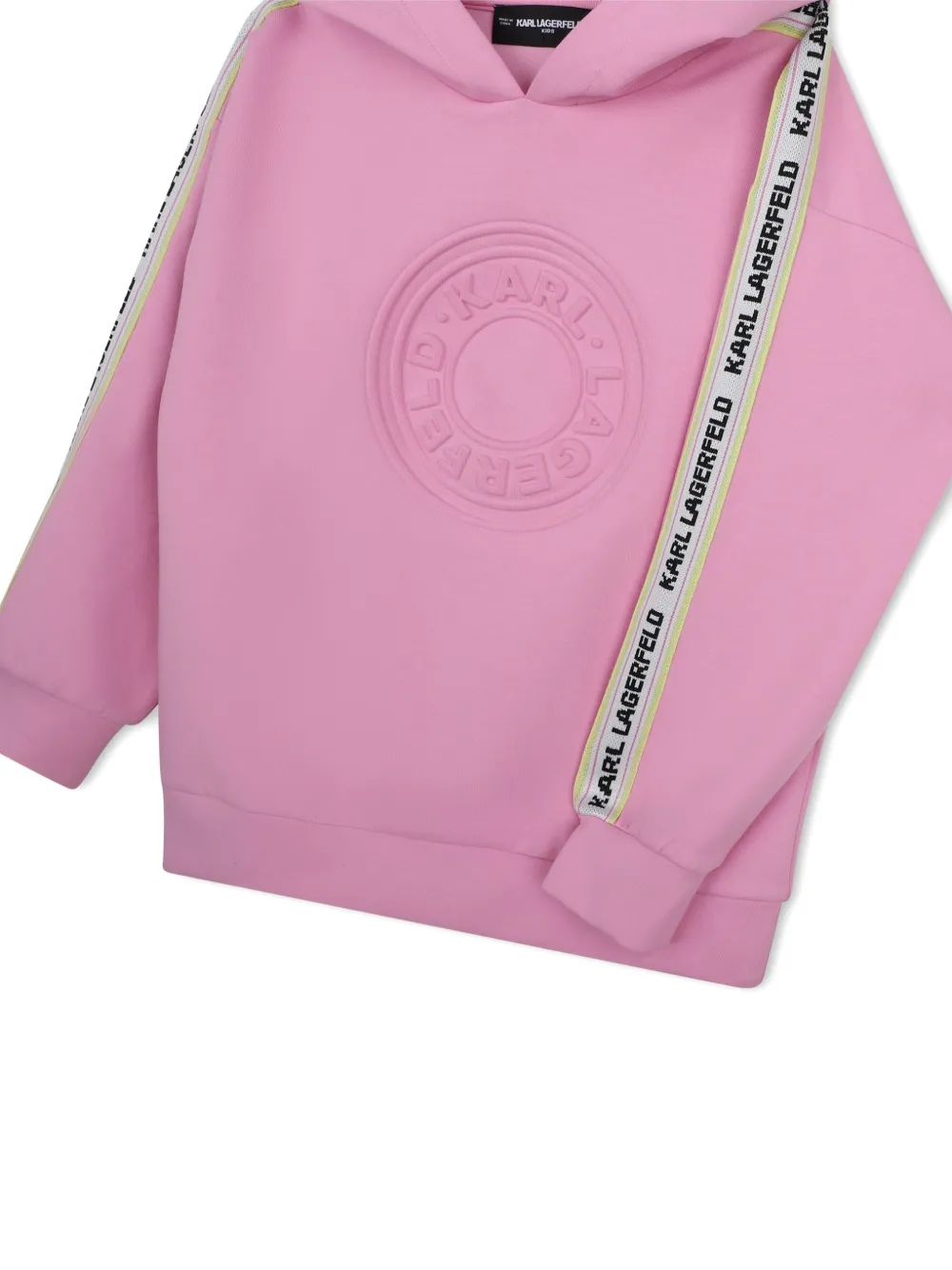 Karl Lagerfeld Kids Hoodie met zijstreep en logo-reliëf Roze