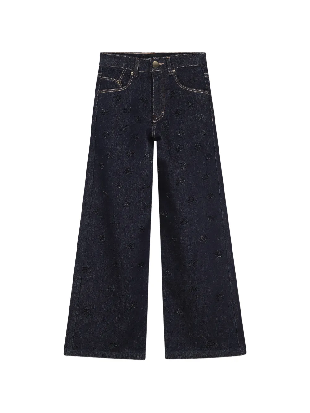 Karl Lagerfeld Kids Jeans a gamba ampia con strass - Blu
