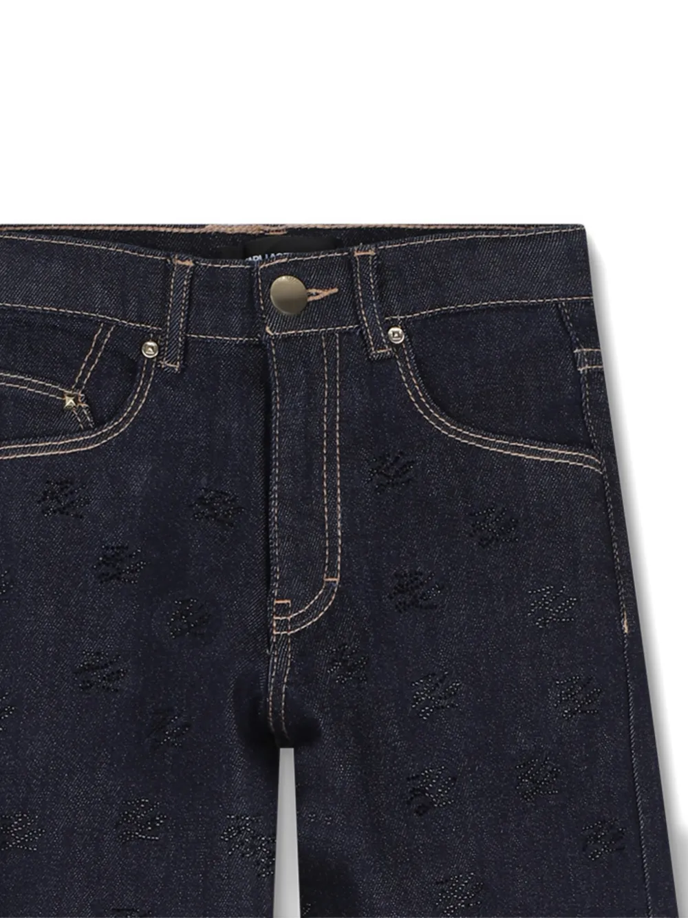 Karl Lagerfeld Kids Jeans verfraaid met stras en wijde pijpen Blauw