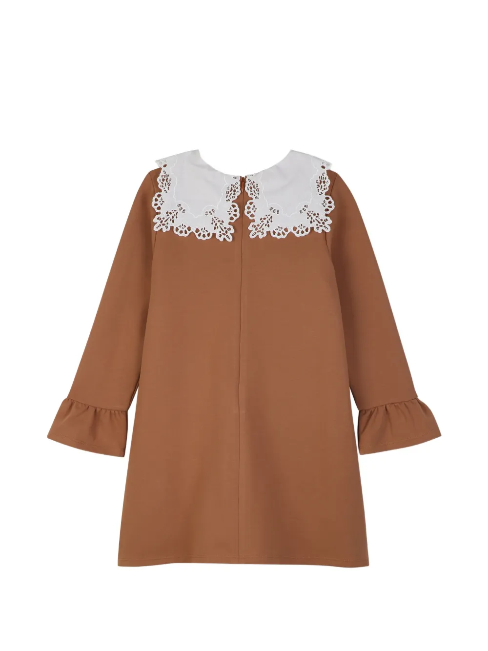 Chloé Kids Jurk met kanten kraag en ruches Beige
