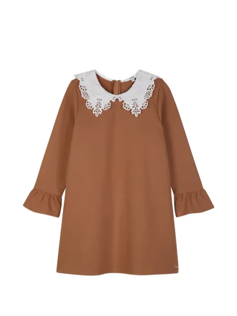 Chloé Kids lace-collar ruffled-cuff dress