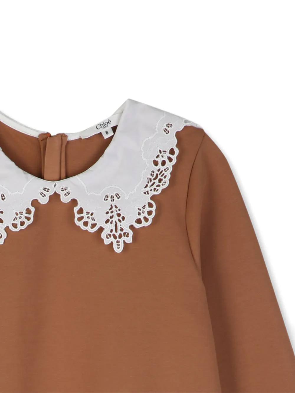 Chloé Kids Jurk met kanten kraag en ruches Beige