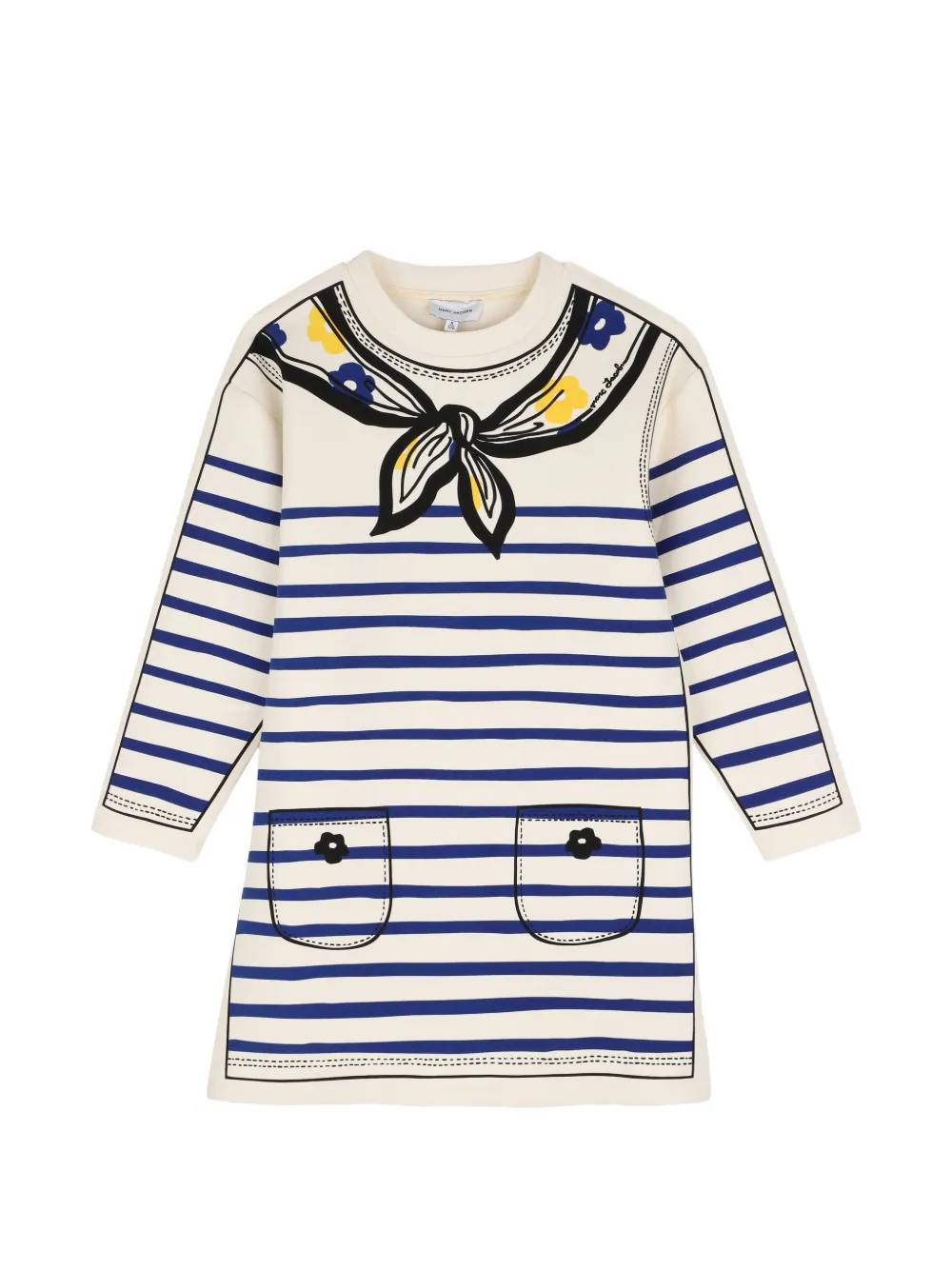 Marc Jacobs Kids Gestreepte jurk met trompe-l'oeil print Beige