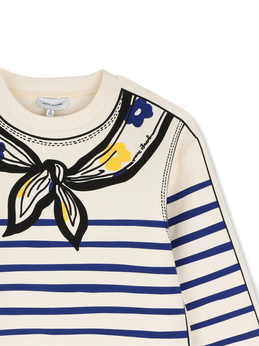 Marc Jacobs Kids Gestreepte jurk met trompe-l'oeil print Beige
