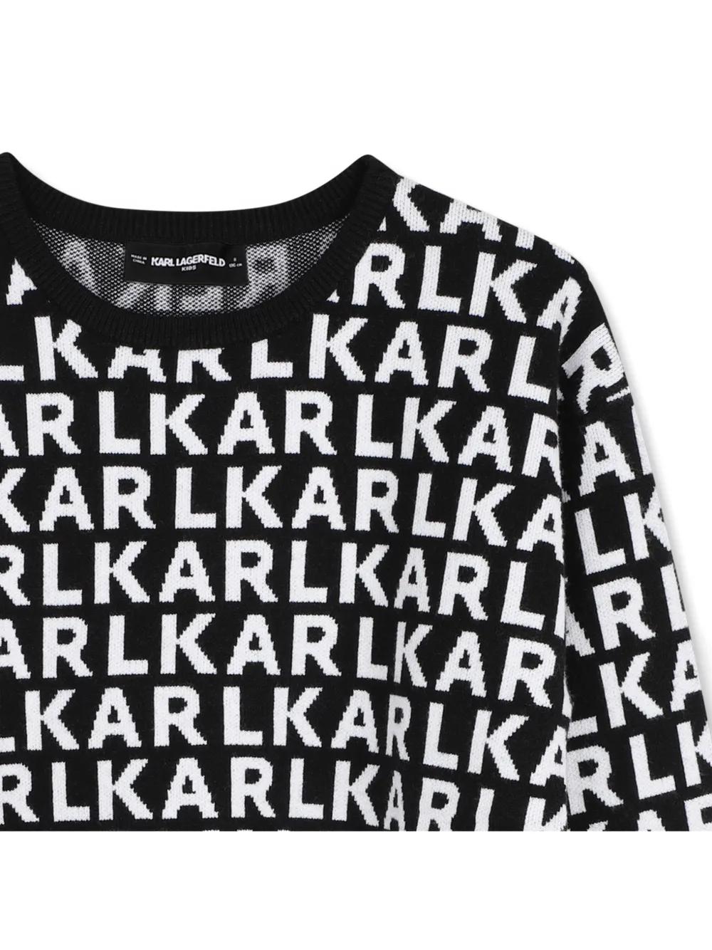 Karl Lagerfeld Kids Trui met intarsia logo Zwart