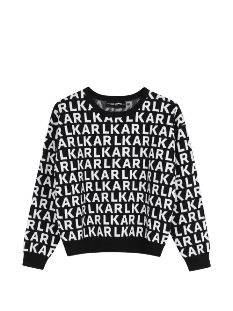 Karl Lagerfeld Kids suéter con logo en intarsia