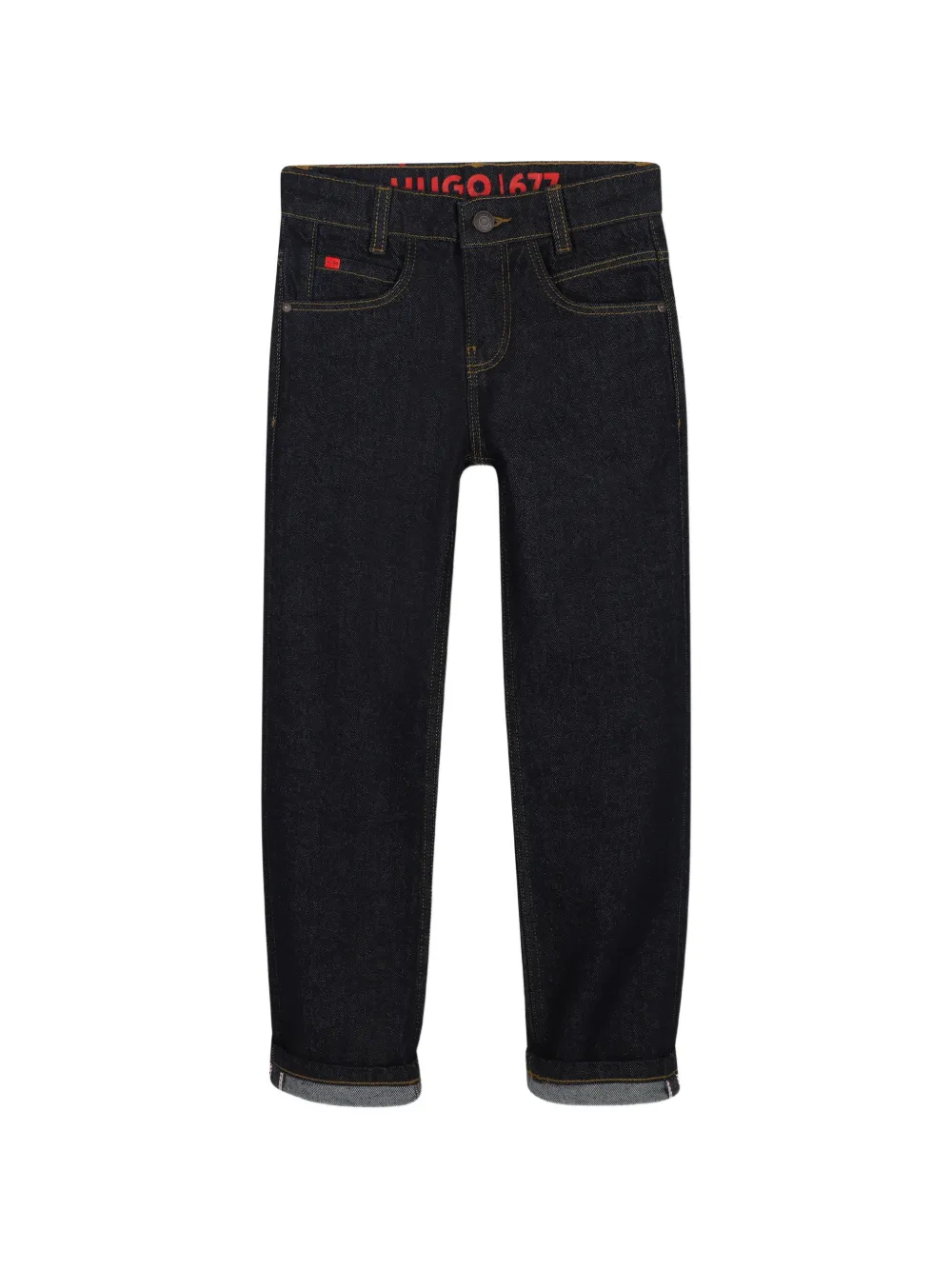 HUGO KIDS Jeans dritti con applicazione logo - Blu
