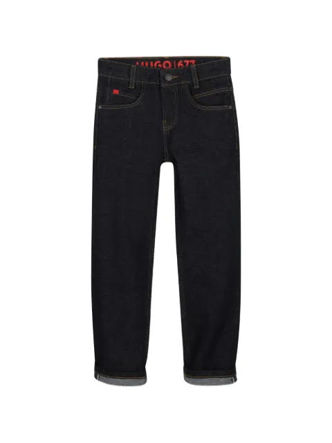 HUGO KIDS logo-patch straight-leg jeans