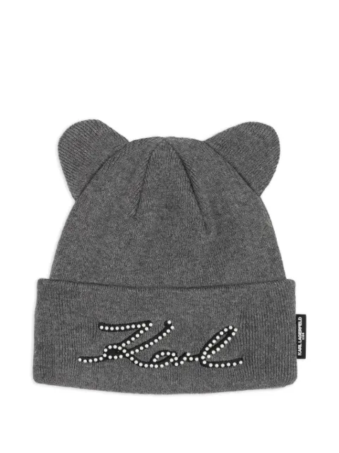 Karl Lagerfeld Kids Berretto con perle sintetiche e dettaglio orecchie