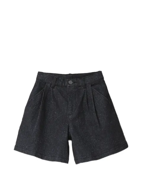 Dkny Kids pleated glitter-effect denim shorts