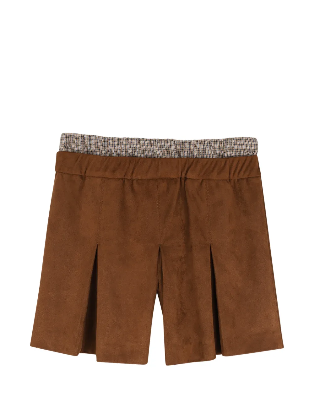 Marc Jacobs Kids Geplooide shorts van imitatiesuède Bruin