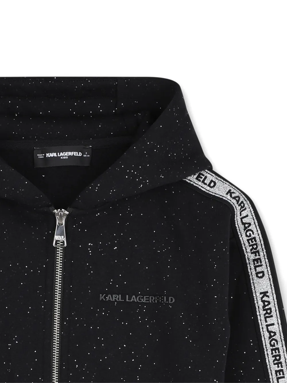 Karl Lagerfeld Kids glitters hoodie met logoband Zwart