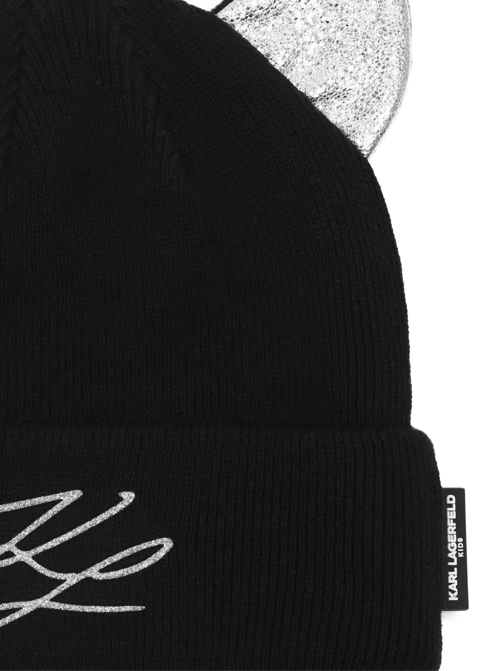Karl Lagerfeld Kids Muts met geborduurd logo en kattenoren Zwart