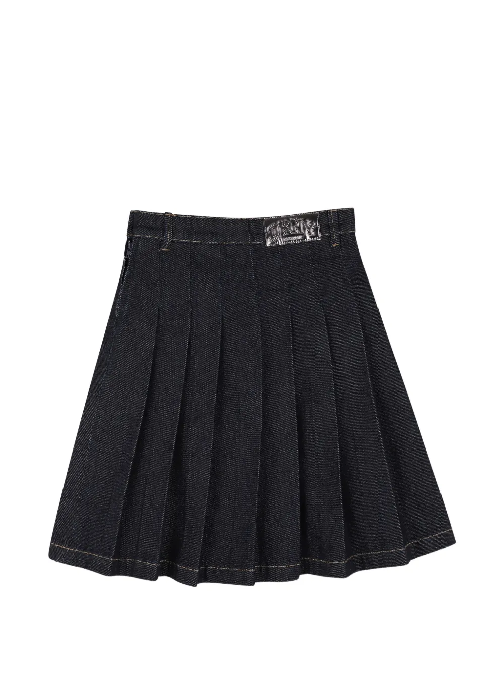 Dkny Kids Denim rok met logo-patch en plooien Blauw