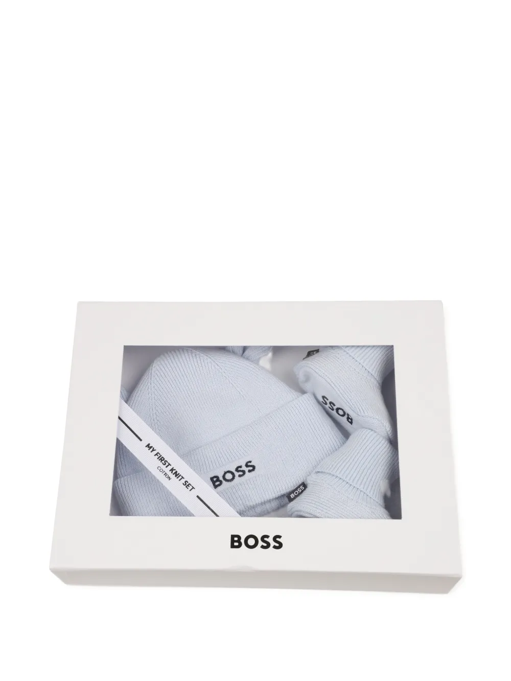 BOSS Kidswear Gebreide muts en laarzen Blauw