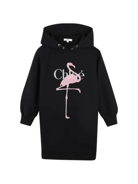 Chloé Kids logo-print flamingo-motif dress